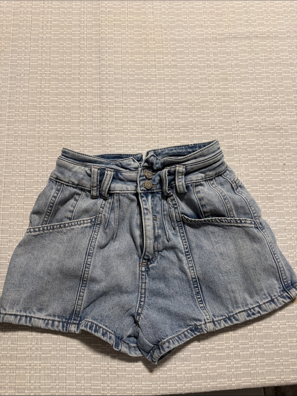Sincerely Jules High-Rise Light Wash Denim Shorts with Double-Button Waist